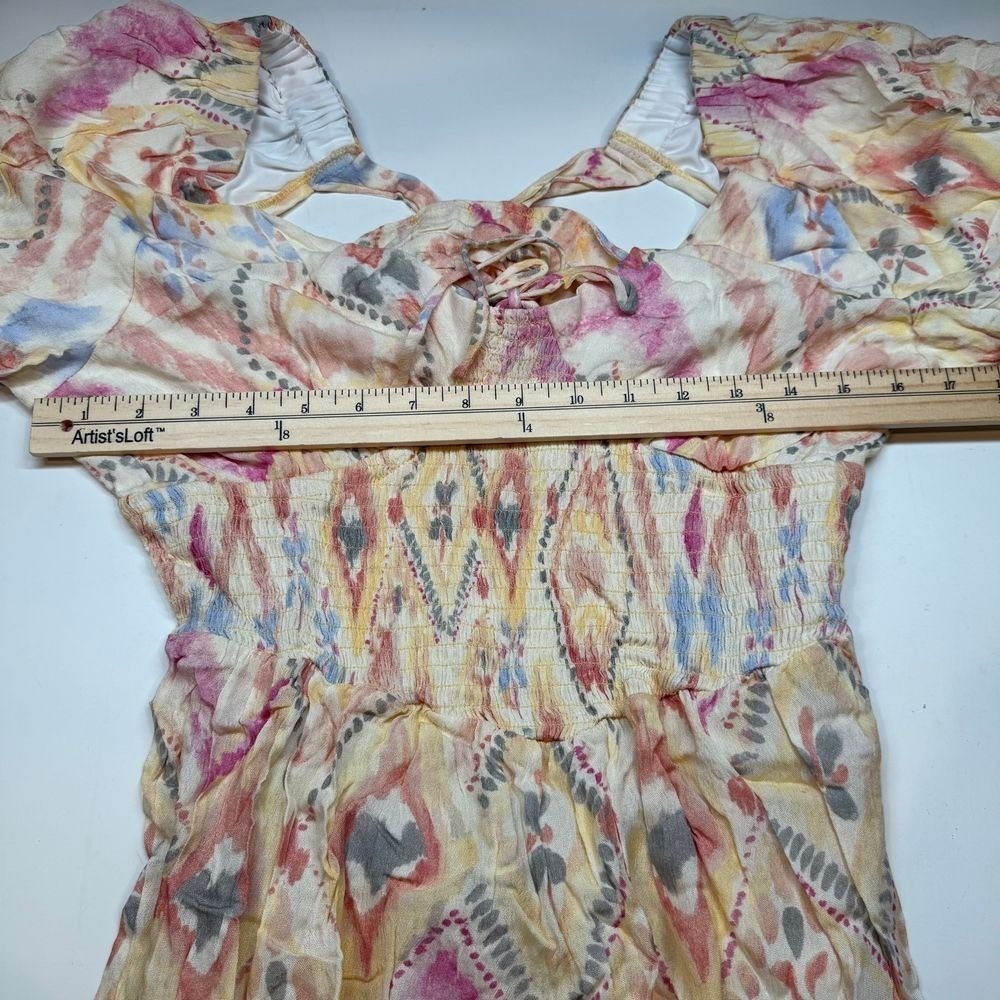 WISHLIST APPAREL Floral Open Back Tiered Mini Dress Multicolor Women Large NWOT - Picture 4 of 8